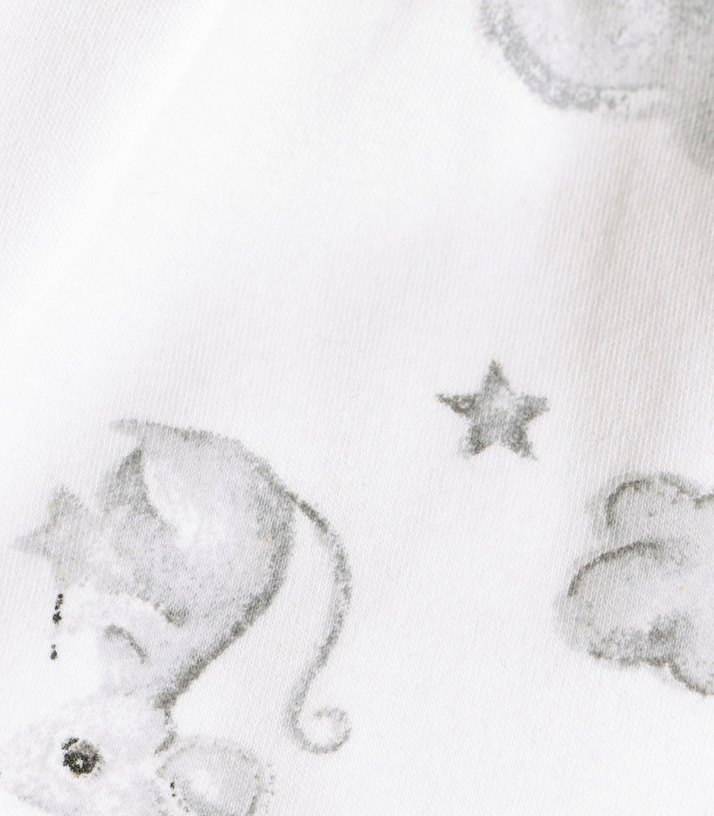 Little Astronaut Printed White Girls Cotton Frock with Panty