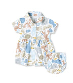 Ocean Buddies Printed White Girls Cotton Frock with Panty