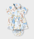 Ocean Buddies Printed White Girls Cotton Frock with Panty