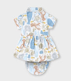 Ocean Buddies Printed White Girls Cotton Frock with Panty