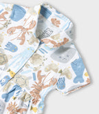 Ocean Buddies Printed White Girls Cotton Frock with Panty