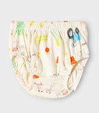 Farmyard Fun Printed Off white Girls Cotton Frock with Panty