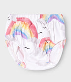 Rainbow Printed White Girls Cotton Frock with Panty