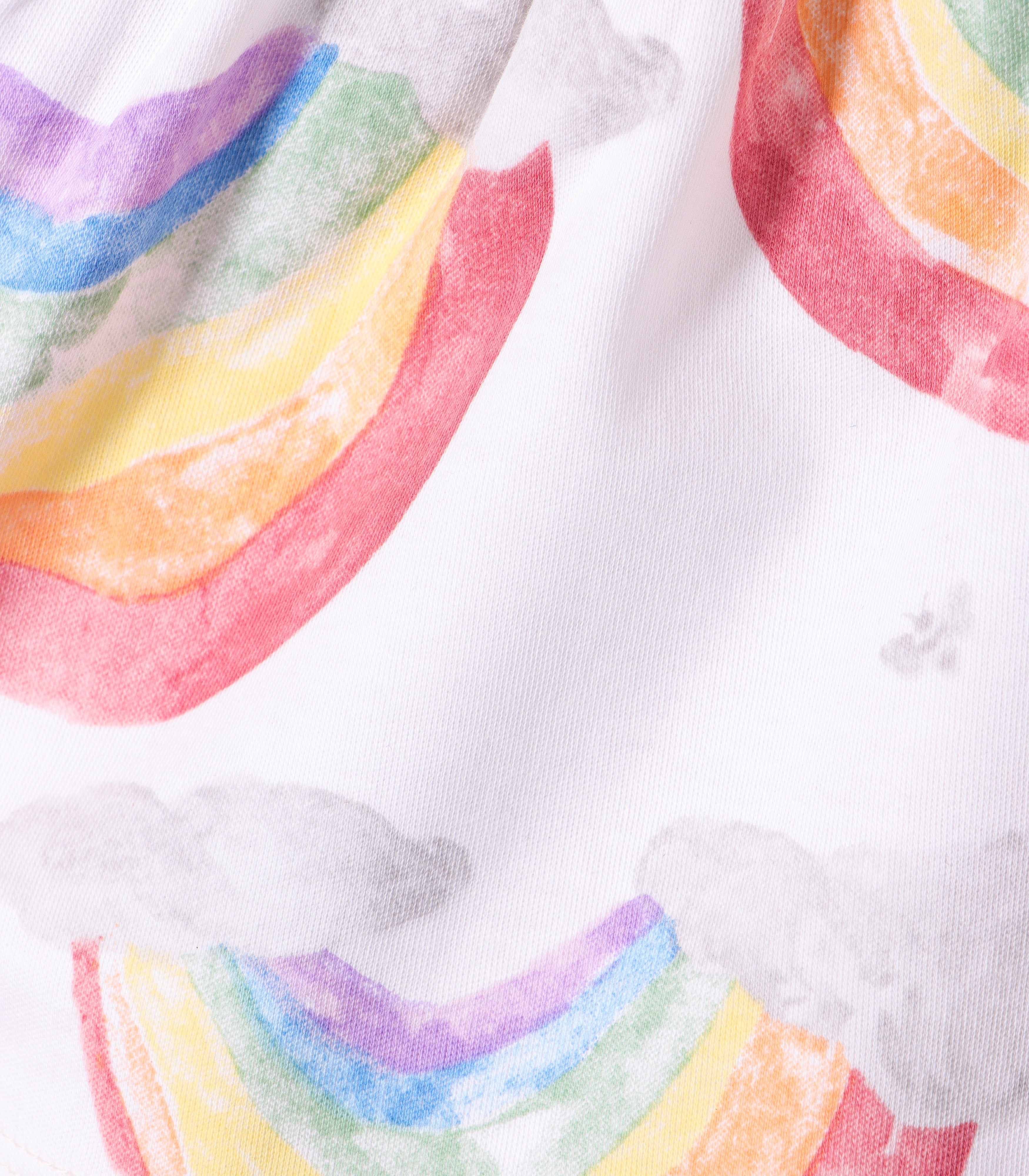 Rainbow Printed White Girls Cotton Frock with Panty