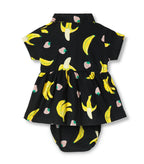 Berry Banana Printed Black Girls Cotton Frock with Panty
