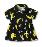 Berry Banana Printed Black Girls Cotton Frock with Panty
