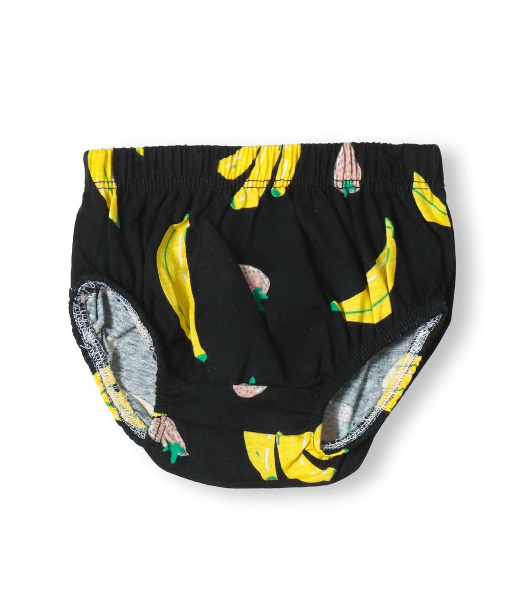 Berry Banana Printed Black Girls Cotton Frock with Panty