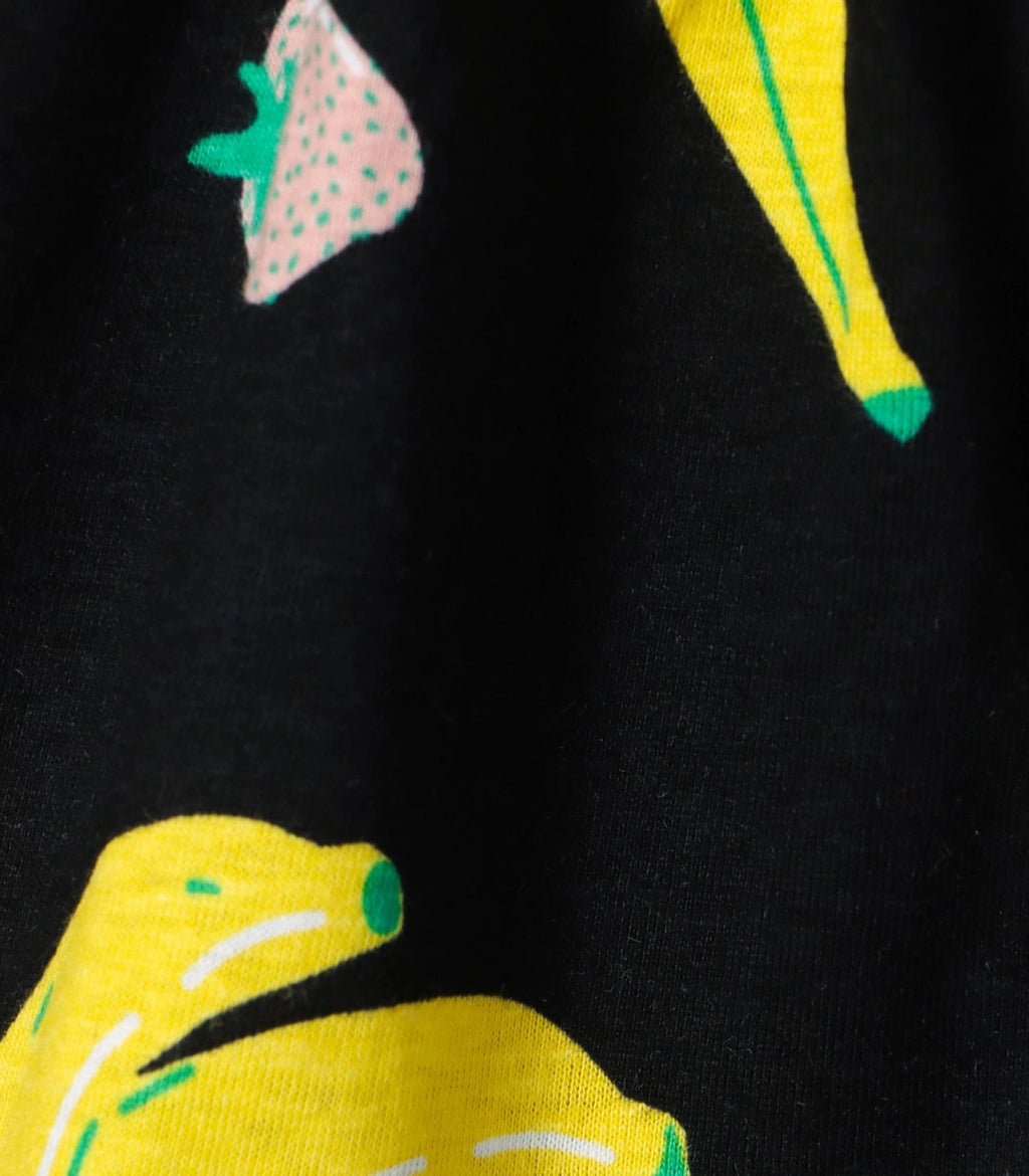 Berry Banana Printed Black Girls Cotton Frock with Panty