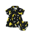 Berry Banana Printed Black Girls Cotton Frock with Panty