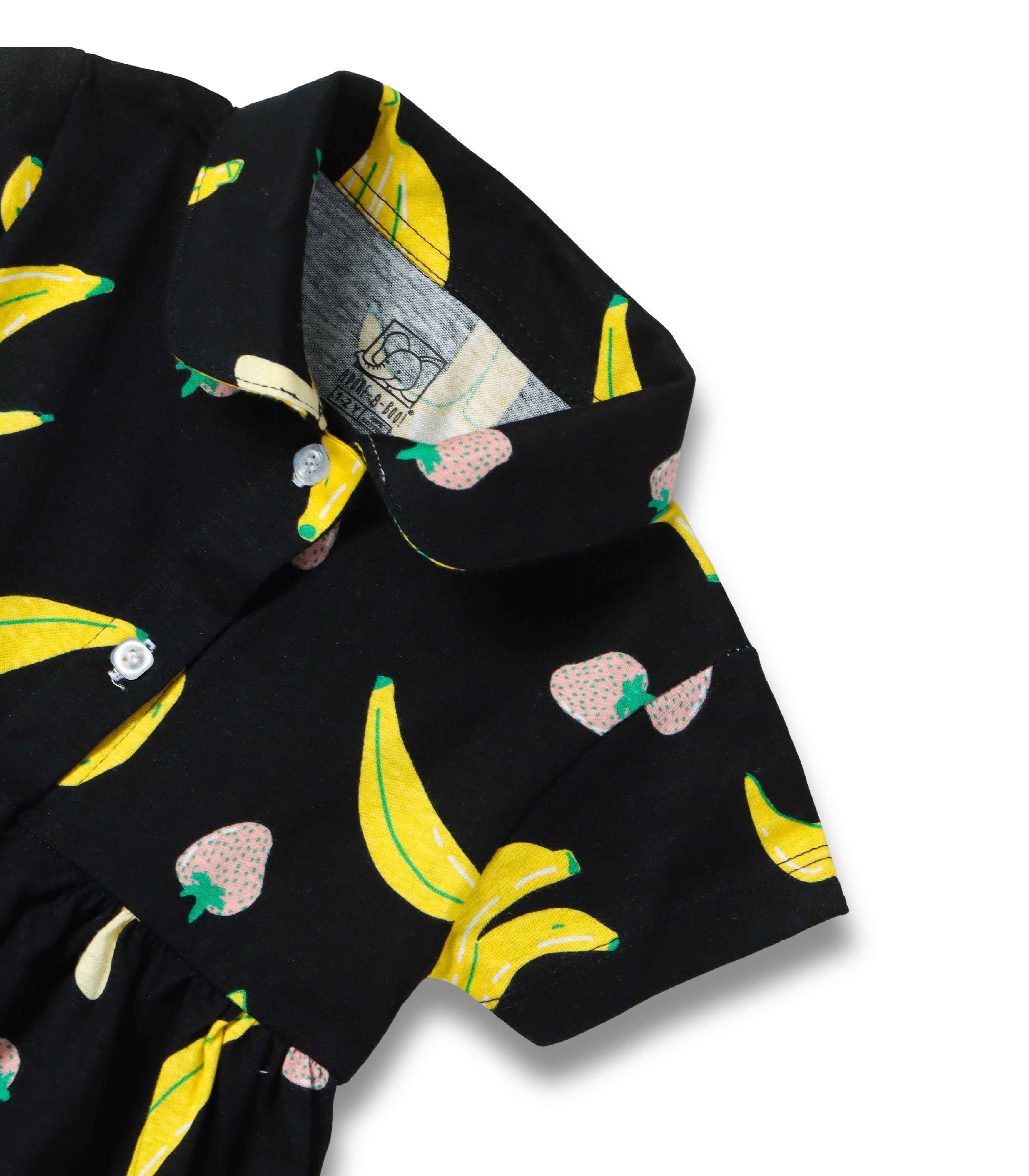 Berry Banana Printed Black Girls Cotton Frock with Panty