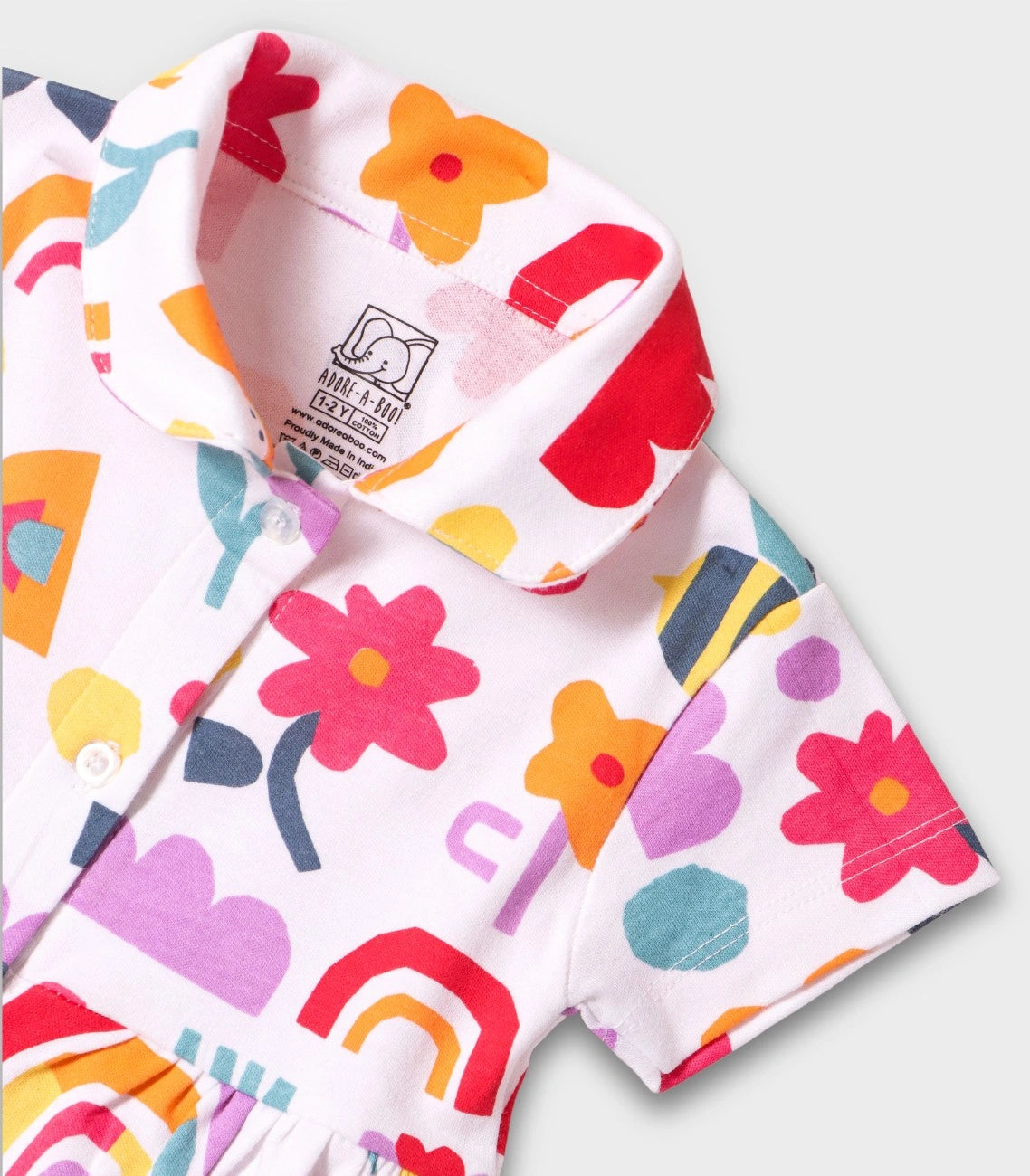 Color Bloom Printed Multicolor Girls Cotton Frock with Panty