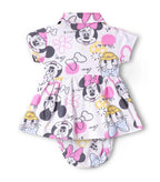 Minnie Love Printed Pink Girls Cotton Frock with Panty