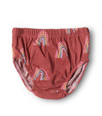 Rustic Rainbow Printed Red Girls Cotton Frock with Panty