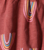 Rustic Rainbow Printed Red Girls Cotton Frock with Panty