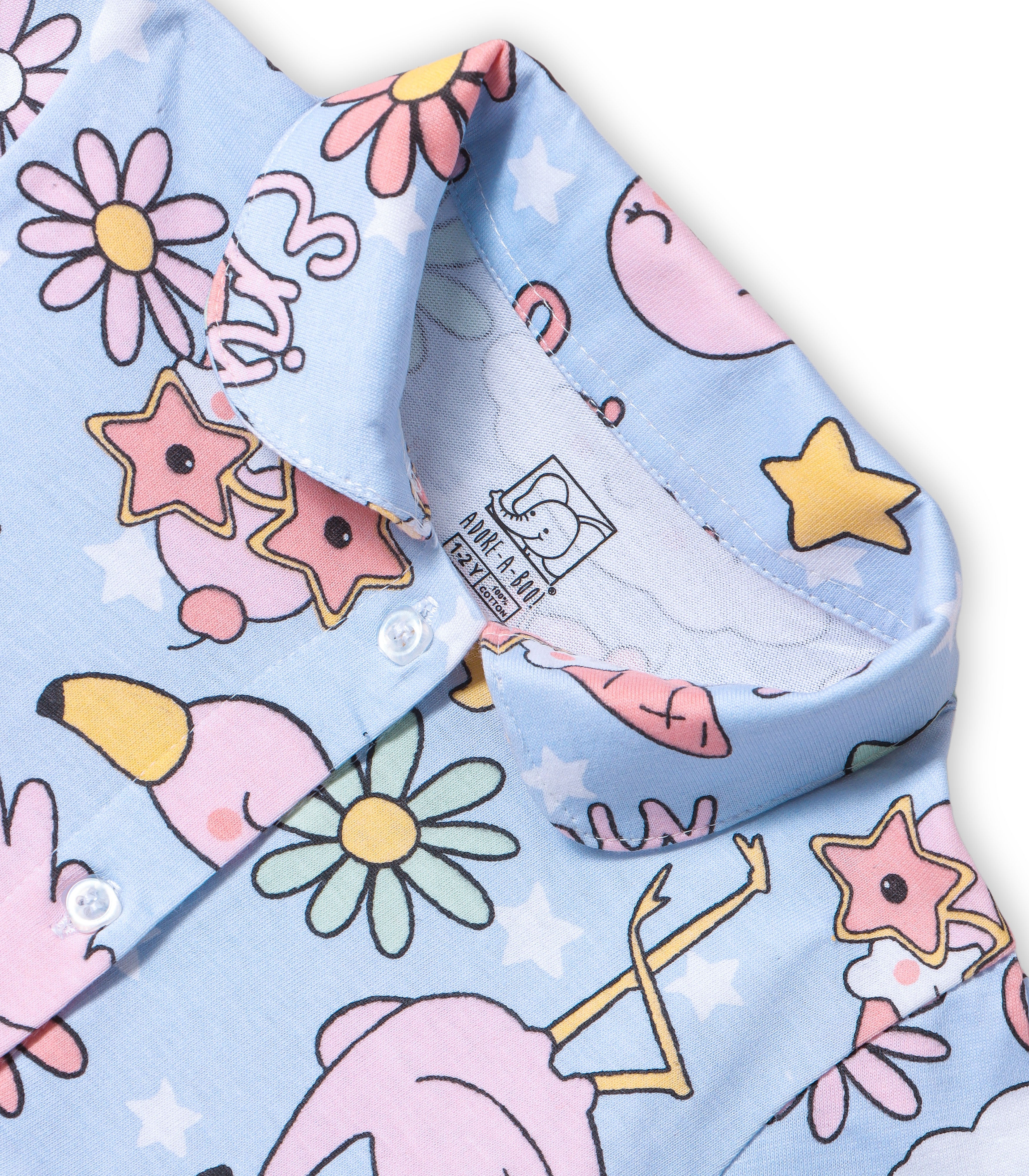 Flamingo Fun Printed Blue Girls Cotton Frock with Panty