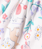 Jungle Blooms Printed White Girls Cotton Frock with Panty