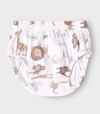 Safari Buddies Printed White Girls Cotton Frock with Panty