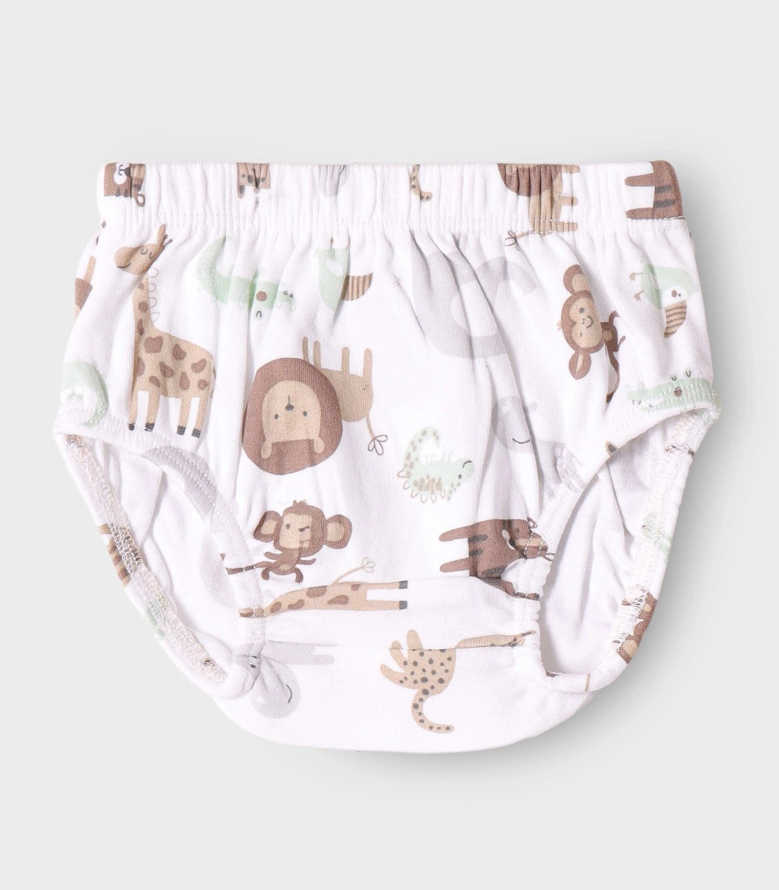 Safari Buddies Printed White Girls Cotton Frock with Panty