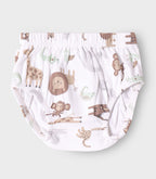 Safari Buddies Printed White Girls Cotton Frock with Panty