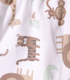 Safari Buddies Printed White Girls Cotton Frock with Panty