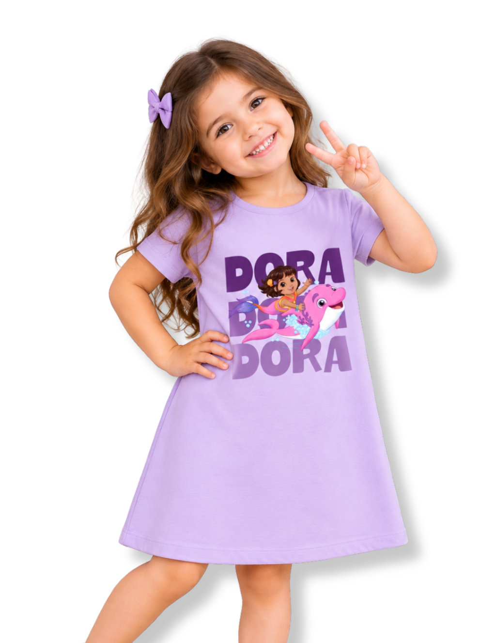 Dora Dolphin Ride Girls A-Line Frock – Dora©
