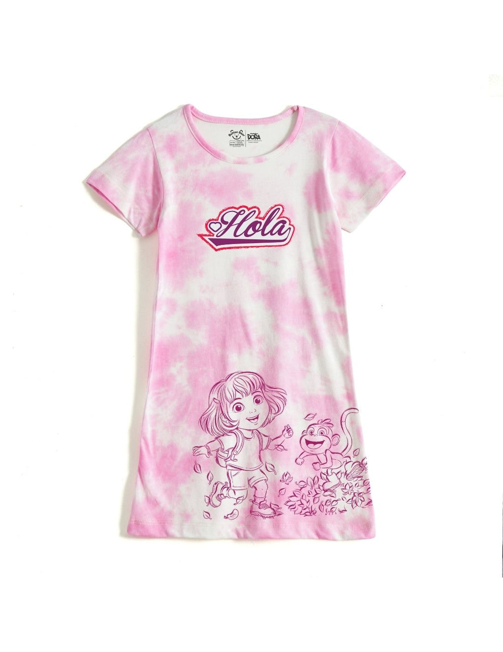 Hola Dora & Boots Girls Tie & Dye A-Line Frock – Dora©