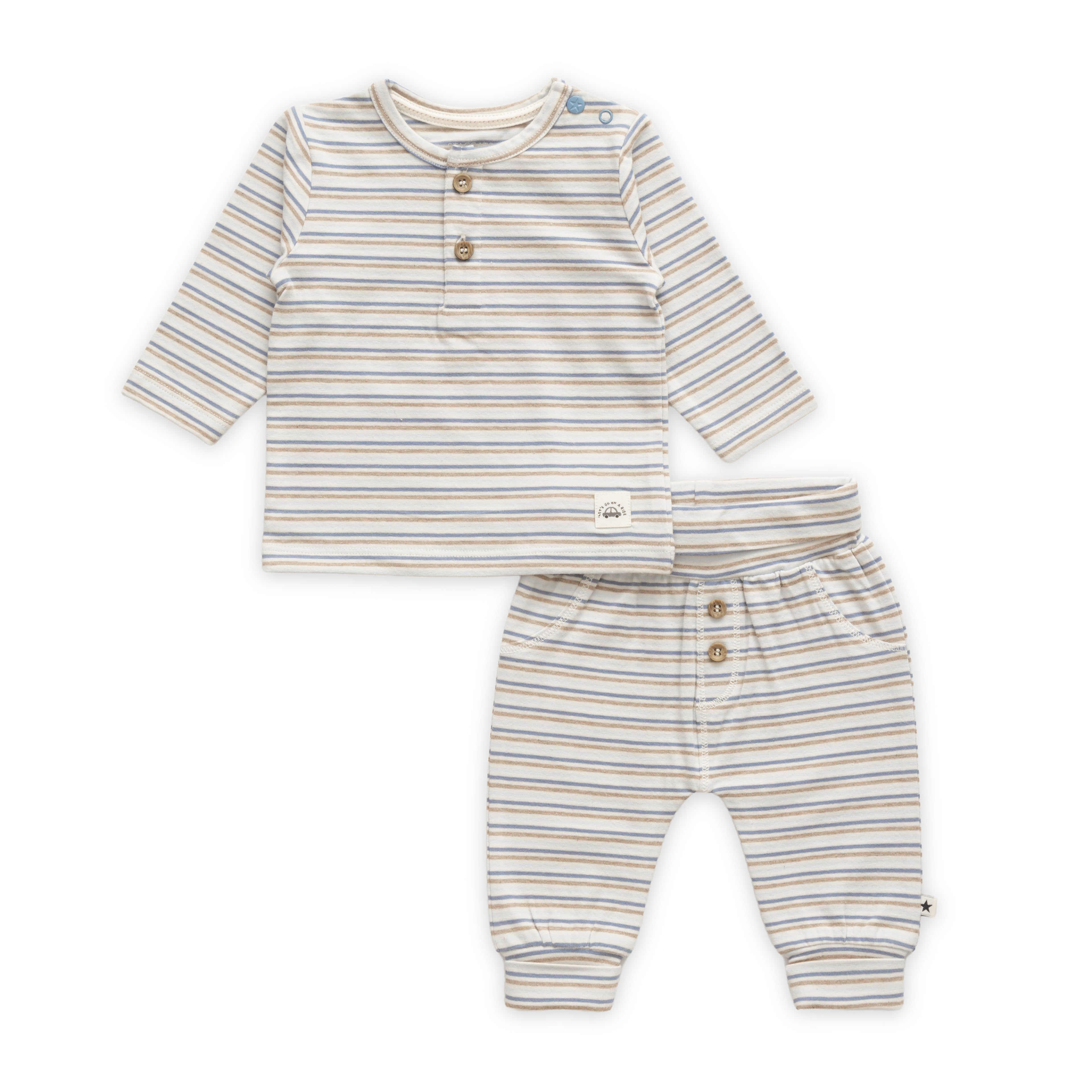 Gorgeous Halfwhite & Beige Theme Stripes & Aviation Designer Baby Layette Pack