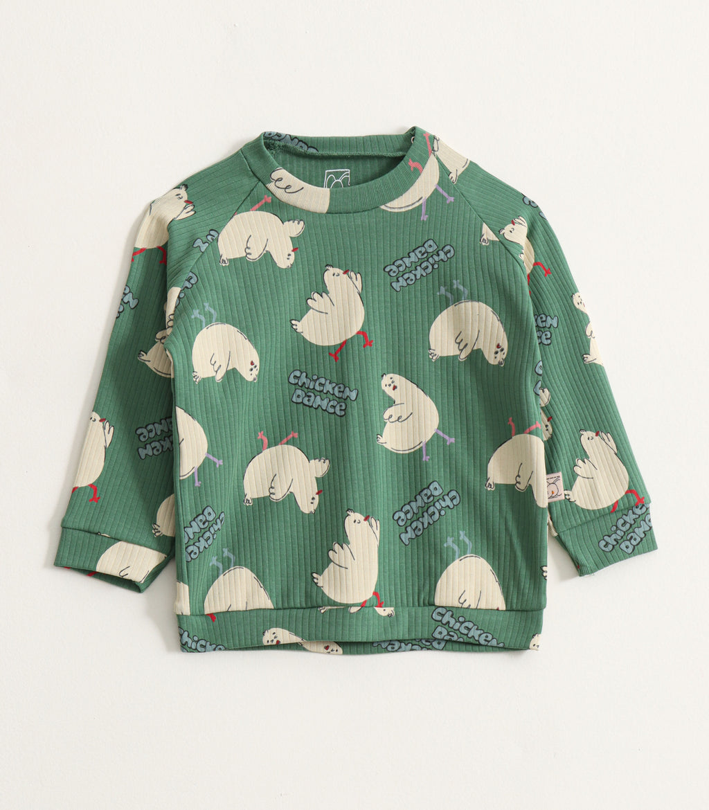 Green Chicken Dance Print Kids Pyjama Set