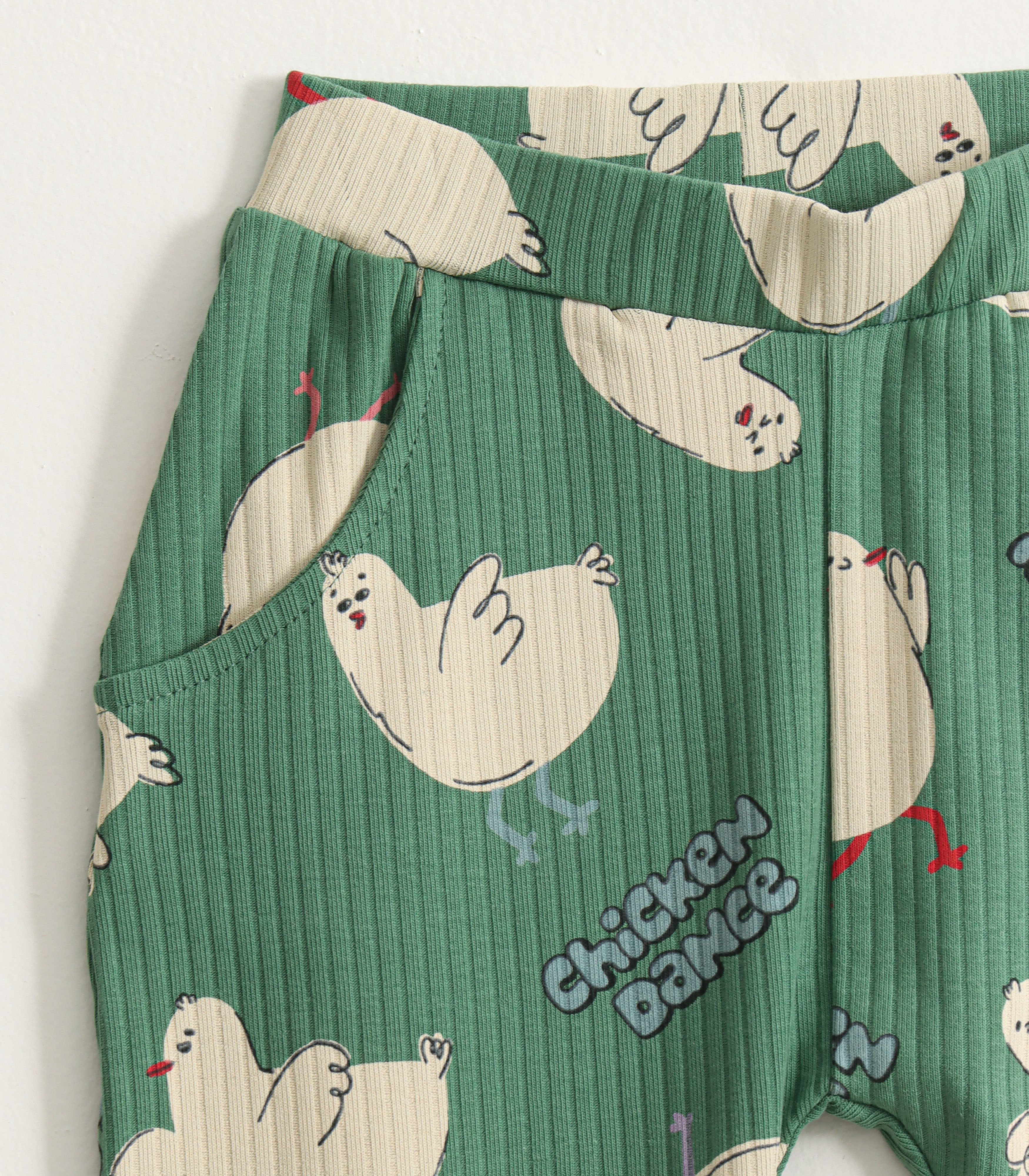 Green Chicken Dance Print Kids Pyjama Set