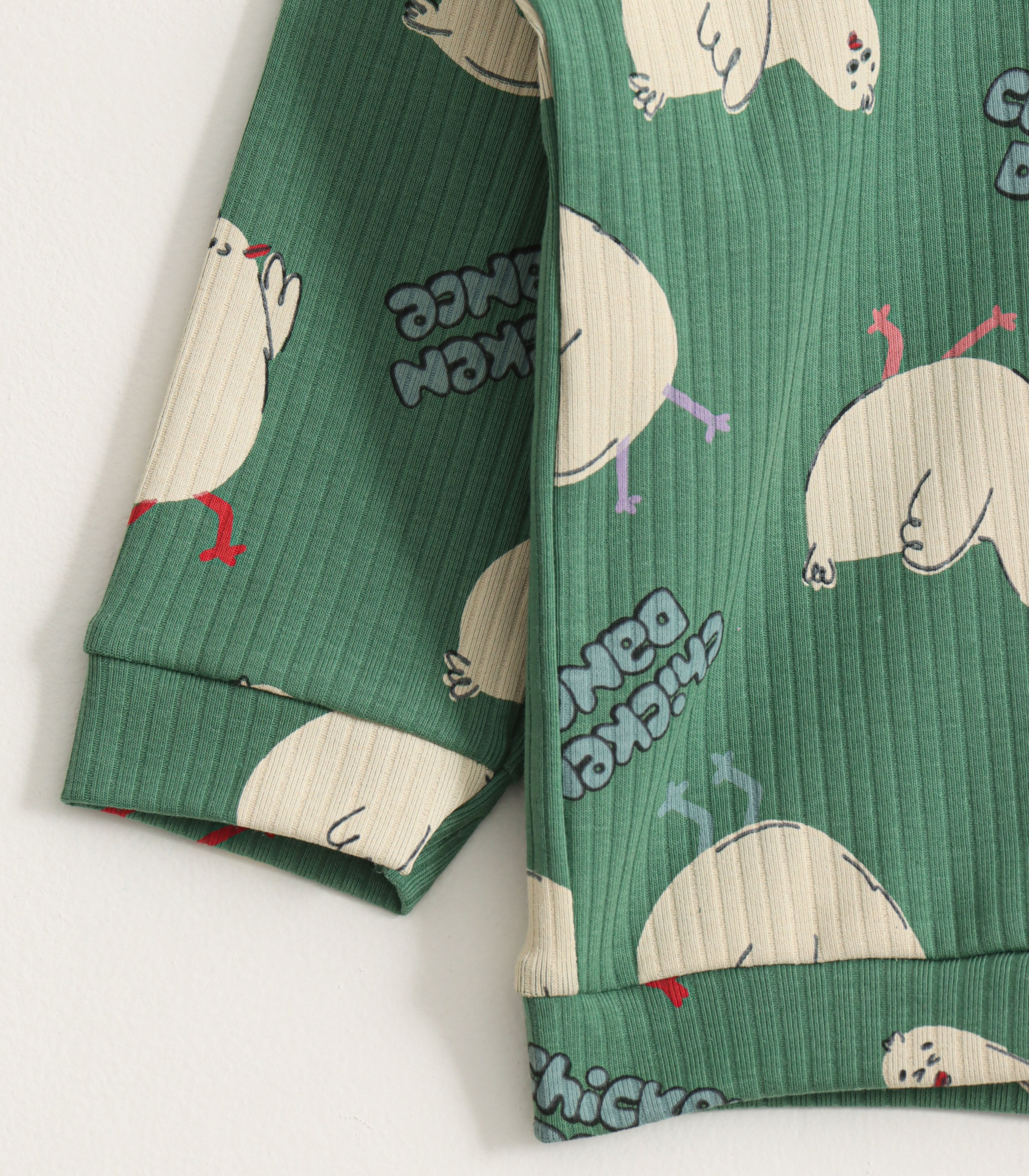 Green Chicken Dance Print Kids Pyjama Set