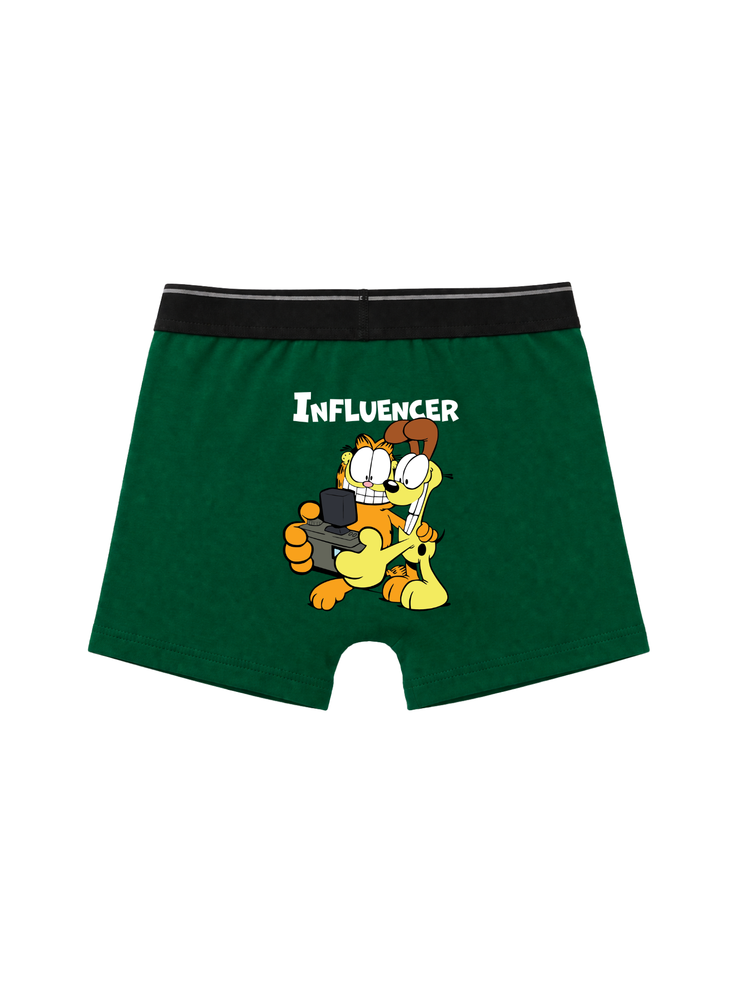 Green Garfield Smiling Pose Kids Trunks