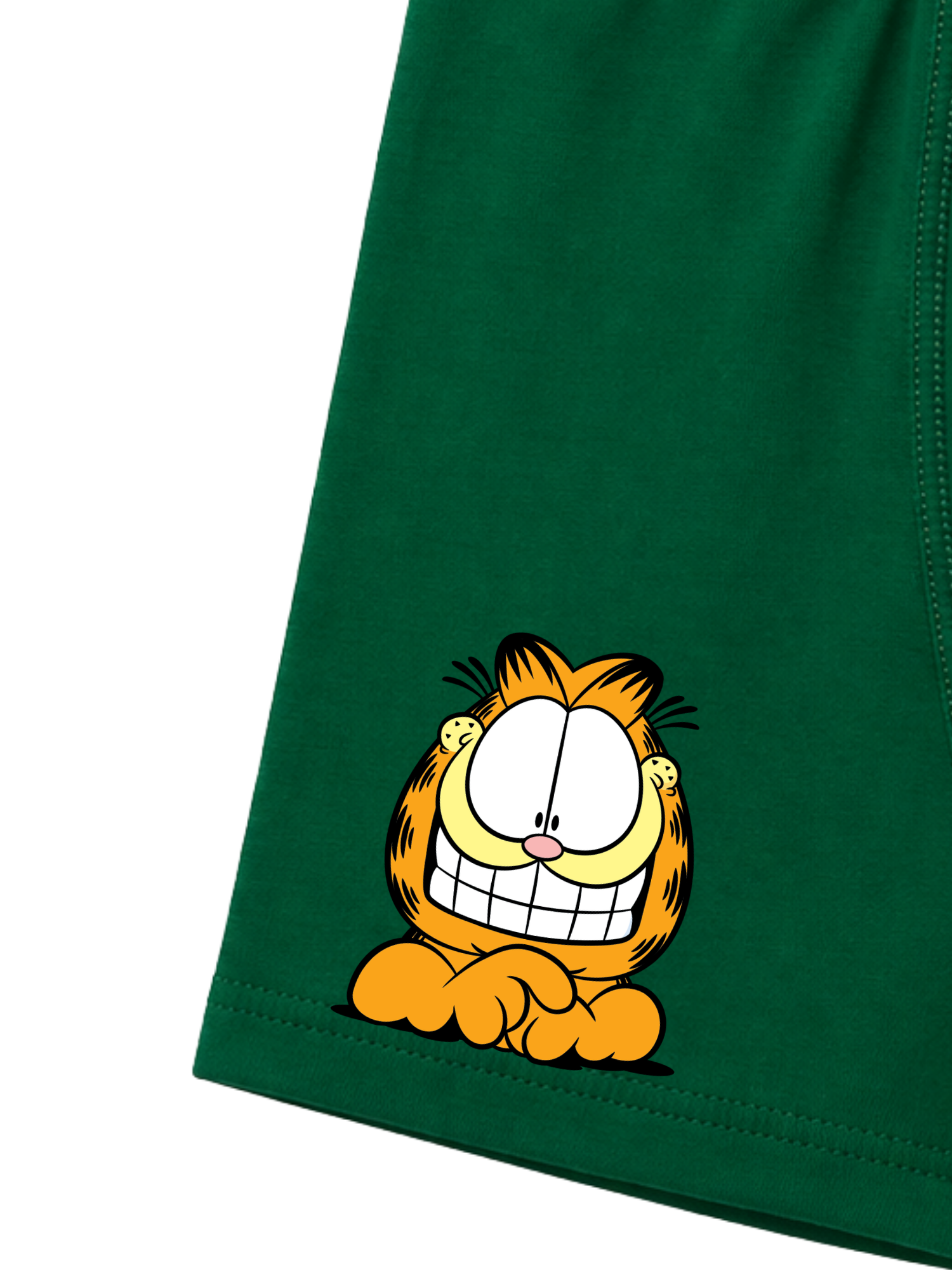 Green Garfield Smiling Pose Kids Trunks