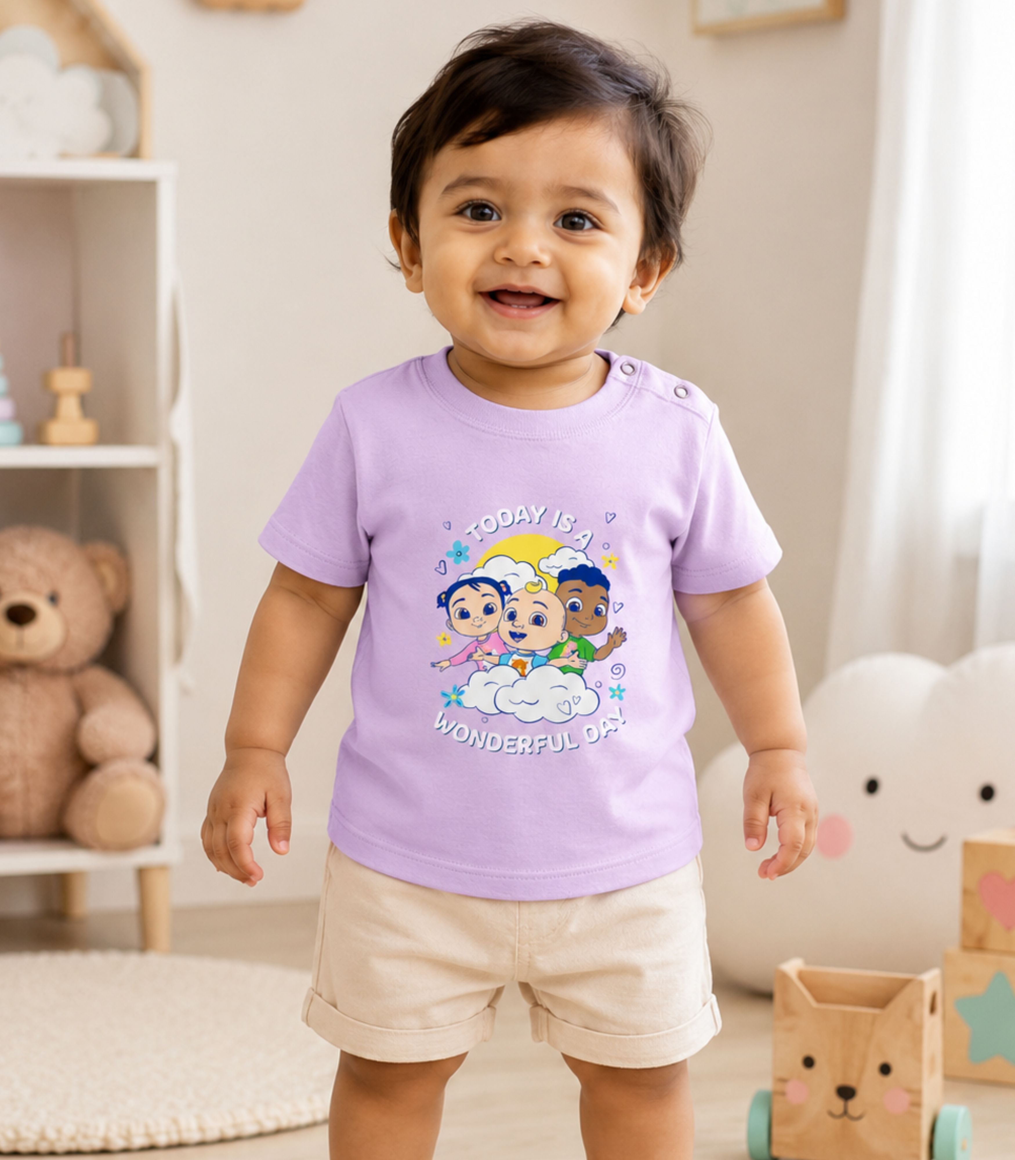 Lilac Cocomelon Friends Wonderful Day Baby T-Shirt