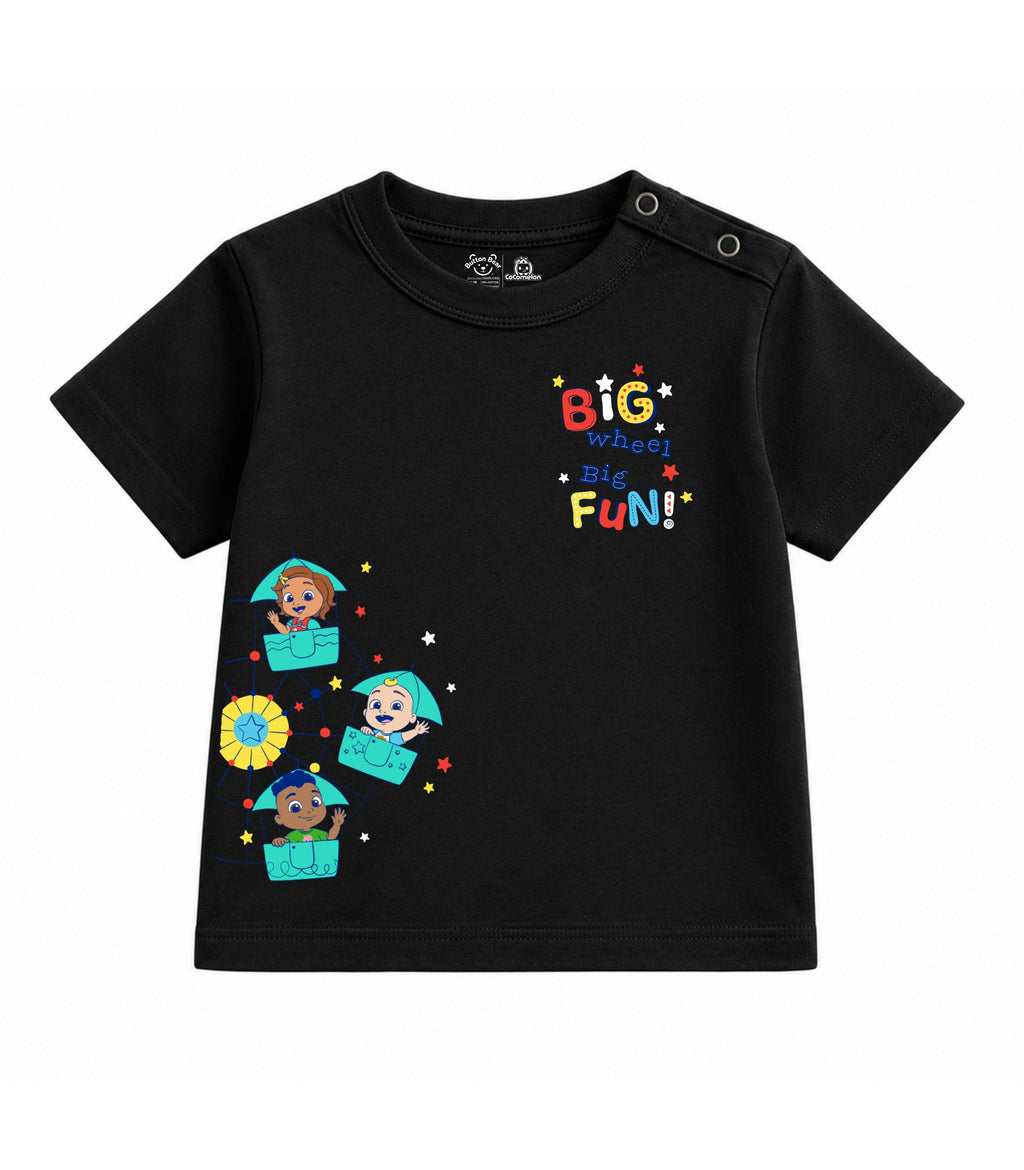 Black Cocomelon Big Wheel Big Fun Baby T-Shirt