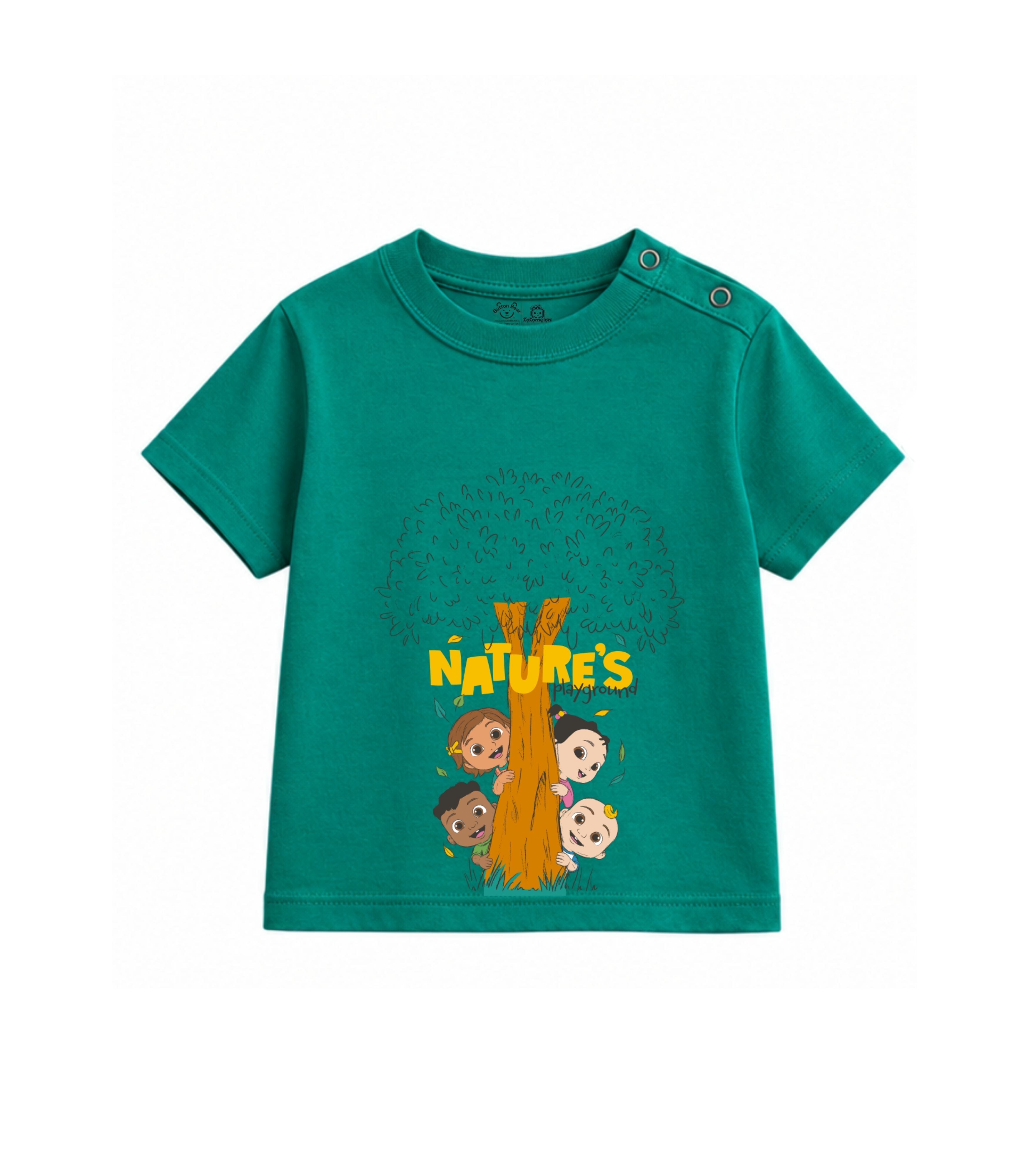 Teal Green Cocomelon Nature’s Playground Kids T-Shirt