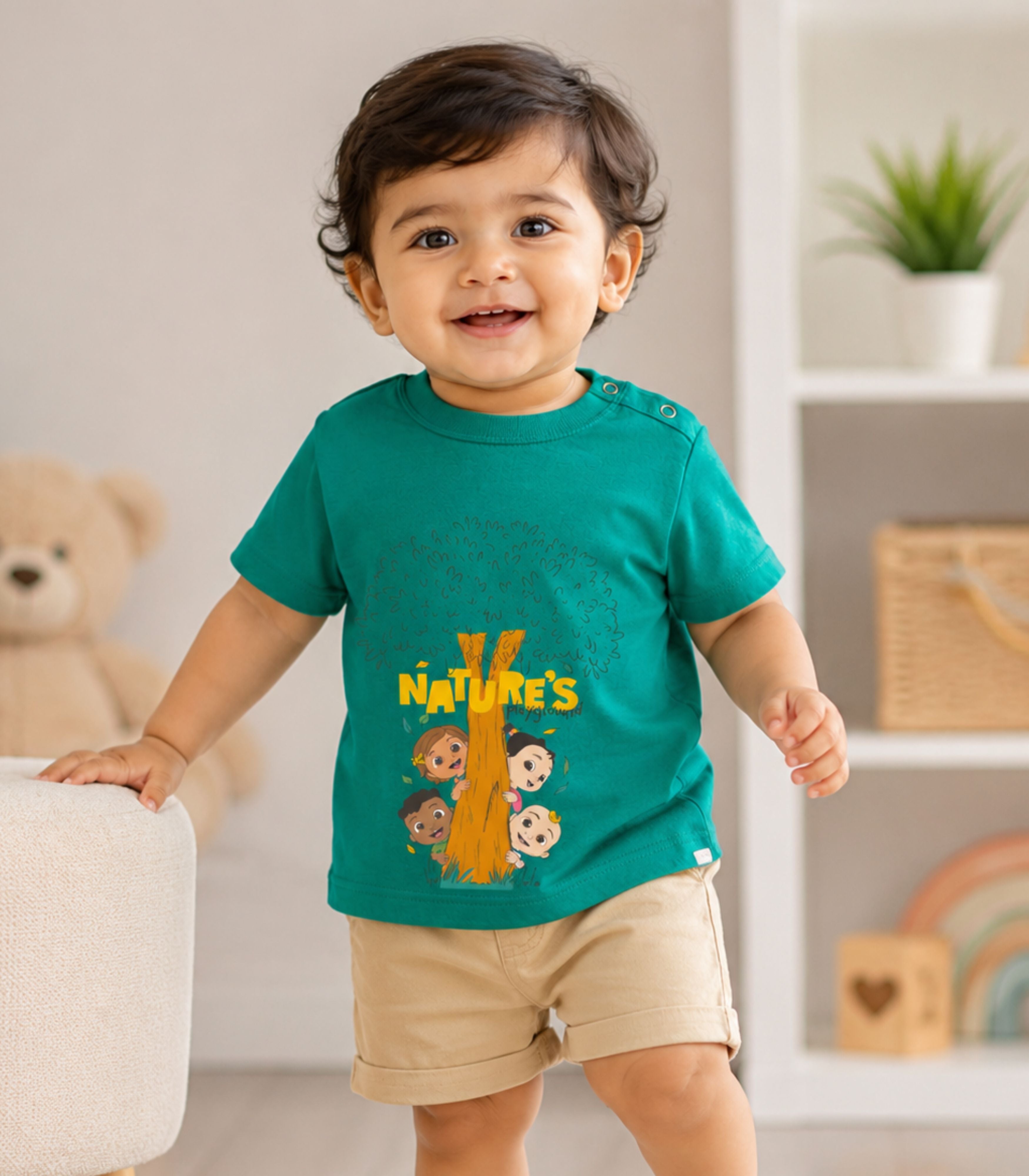 Teal Green Cocomelon Nature’s Playground Kids T-Shirt