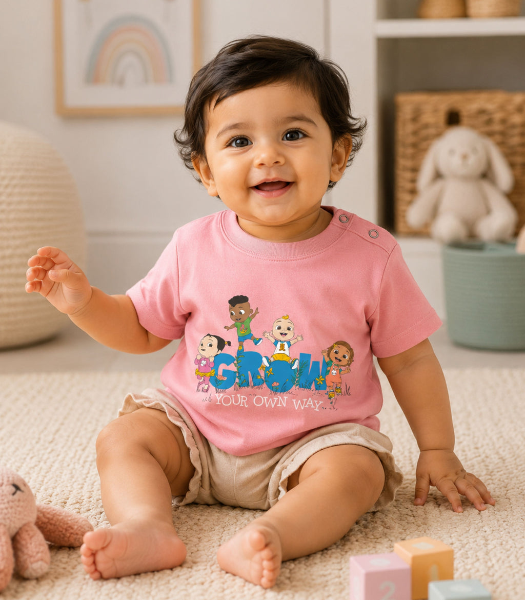 Pink Cocomelon Grow Your Own Way Baby T-Shirt
