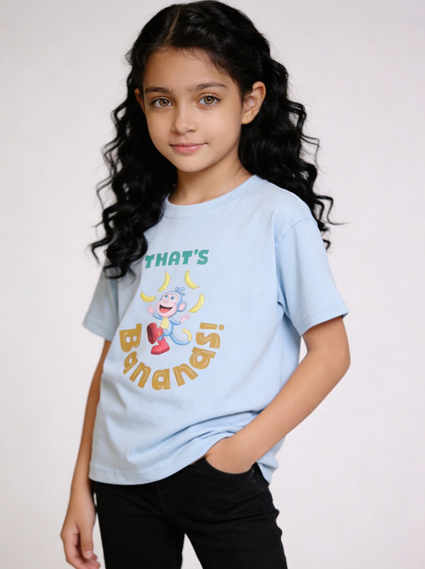 Boots Playing with Banana's Kids T-Shirt -  Dora