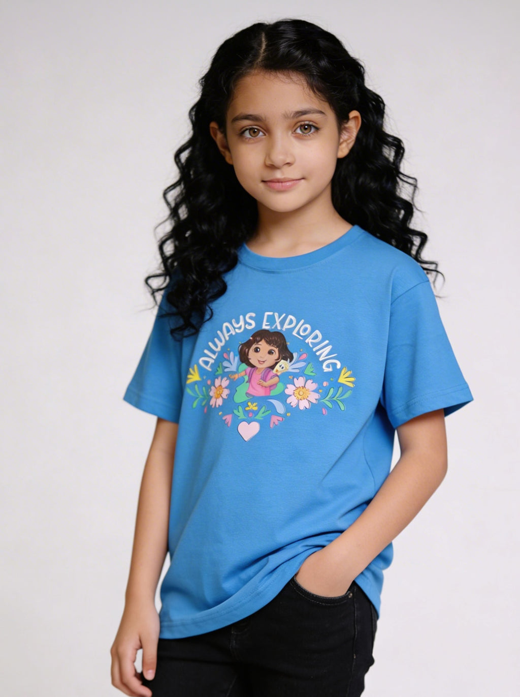 Always Exploring Floral Graphic Kids T-Shirt – Dora