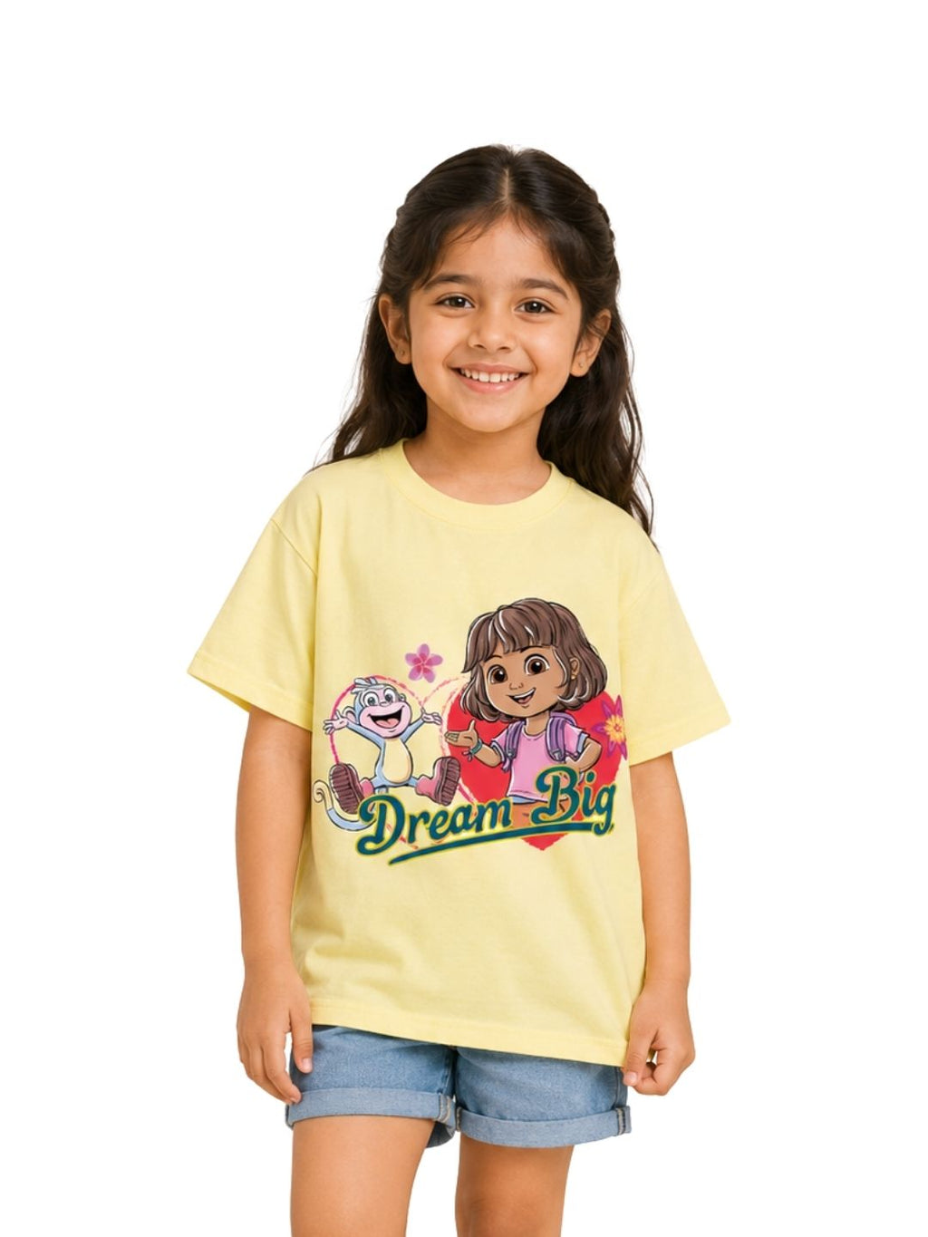 Yellow Dora Dream Big Adventure Graphic Kids T-Shirt