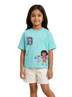 Aqua Blue Dora & Boots Brave Adventure Graphic Kids T-Shirt