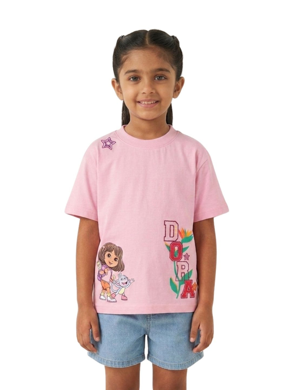 Pink Dora & Boots Explorer Adventure Graphic Kids T-Shirt