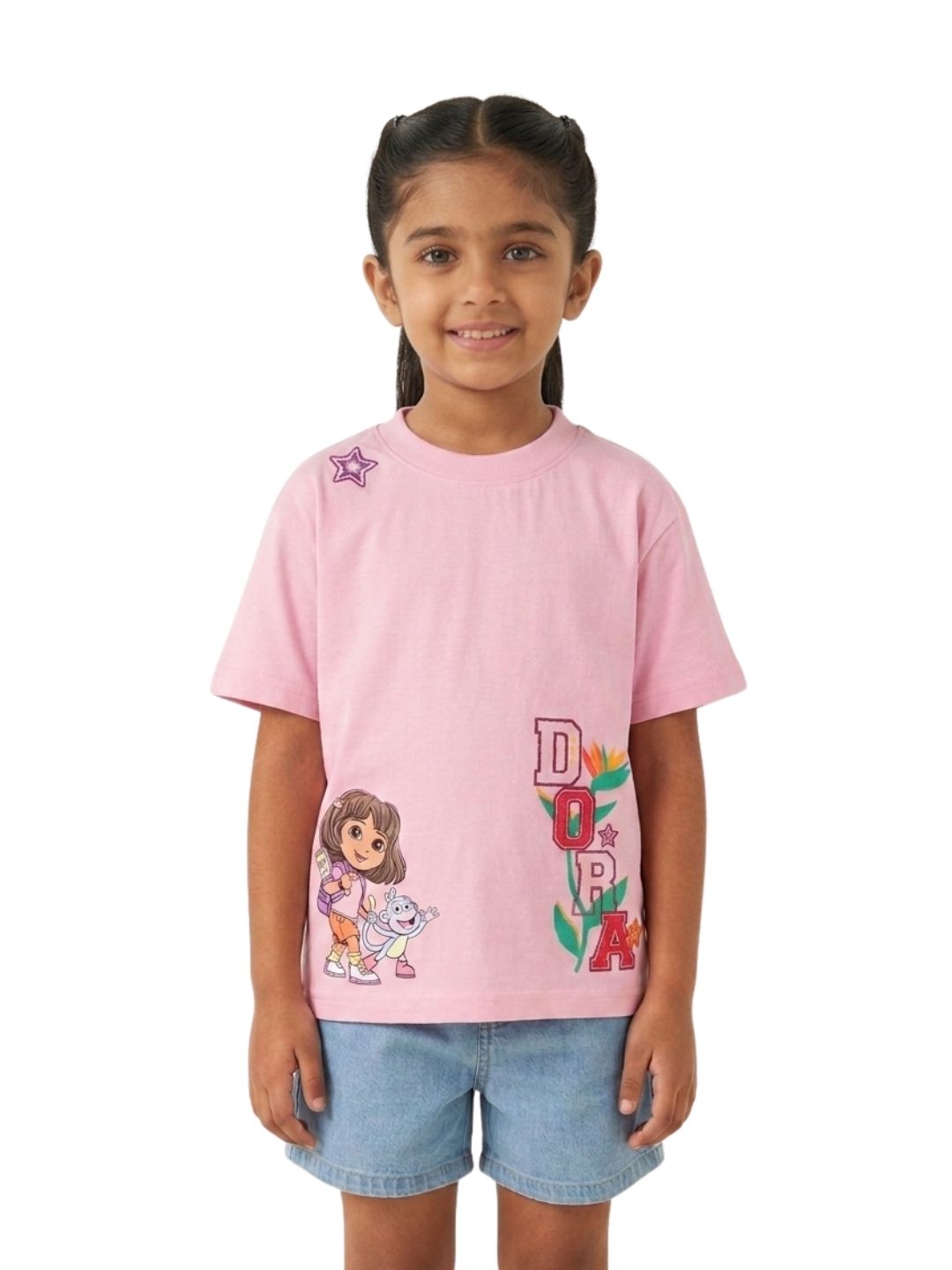 Pink Dora & Boots Explorer Adventure Graphic Kids T-Shirt