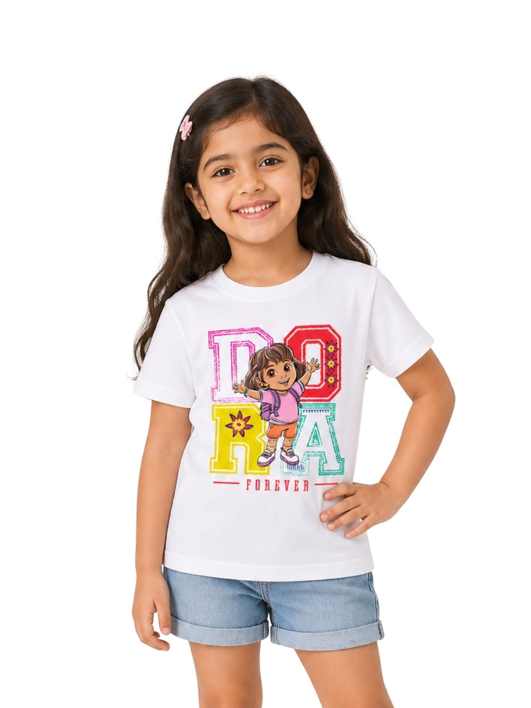 White Dora Forever Adventure Graphic Kids T-Shirt