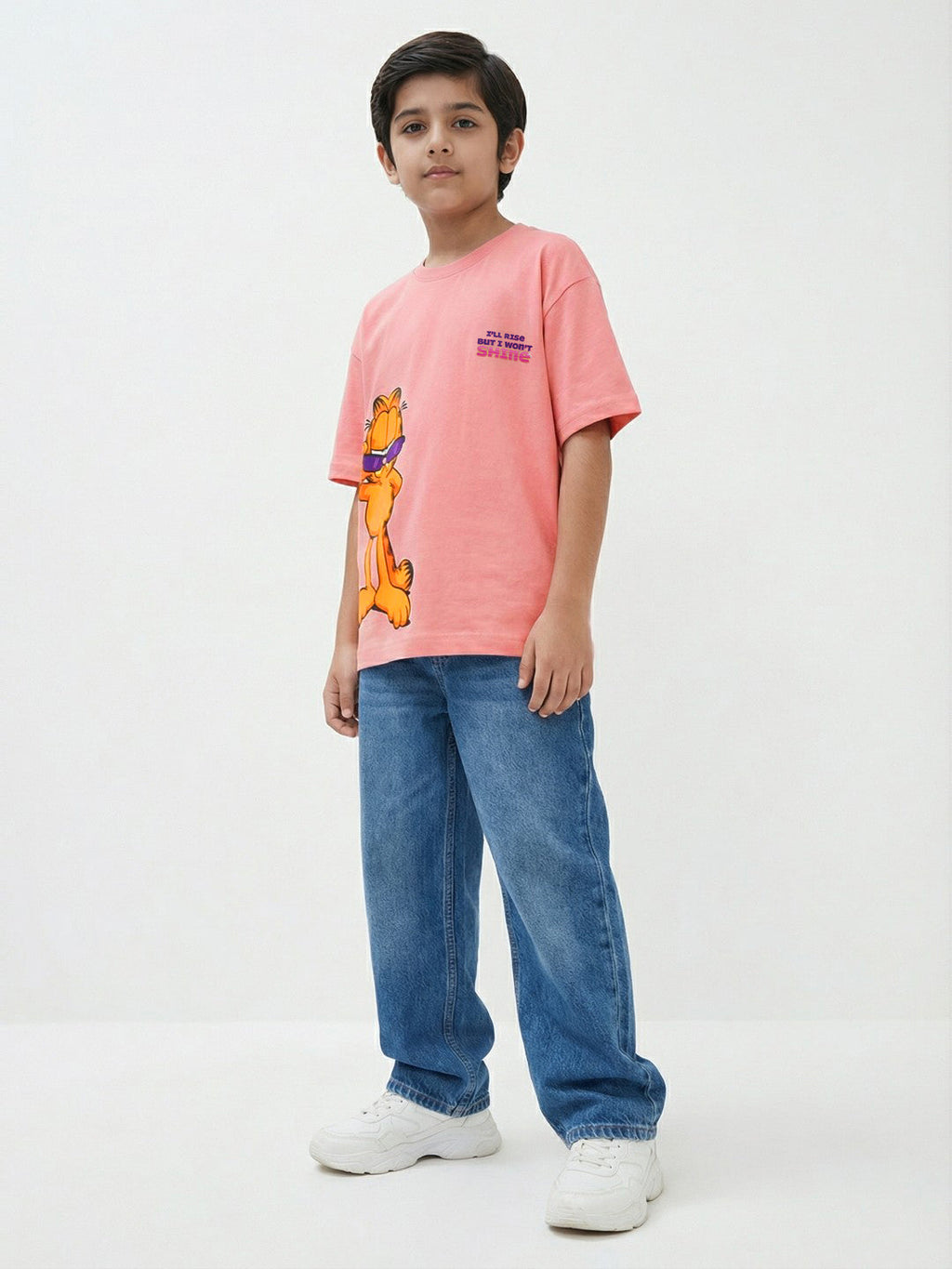 Garfield Cool Shades Printed Pink Kids  T-Shirt