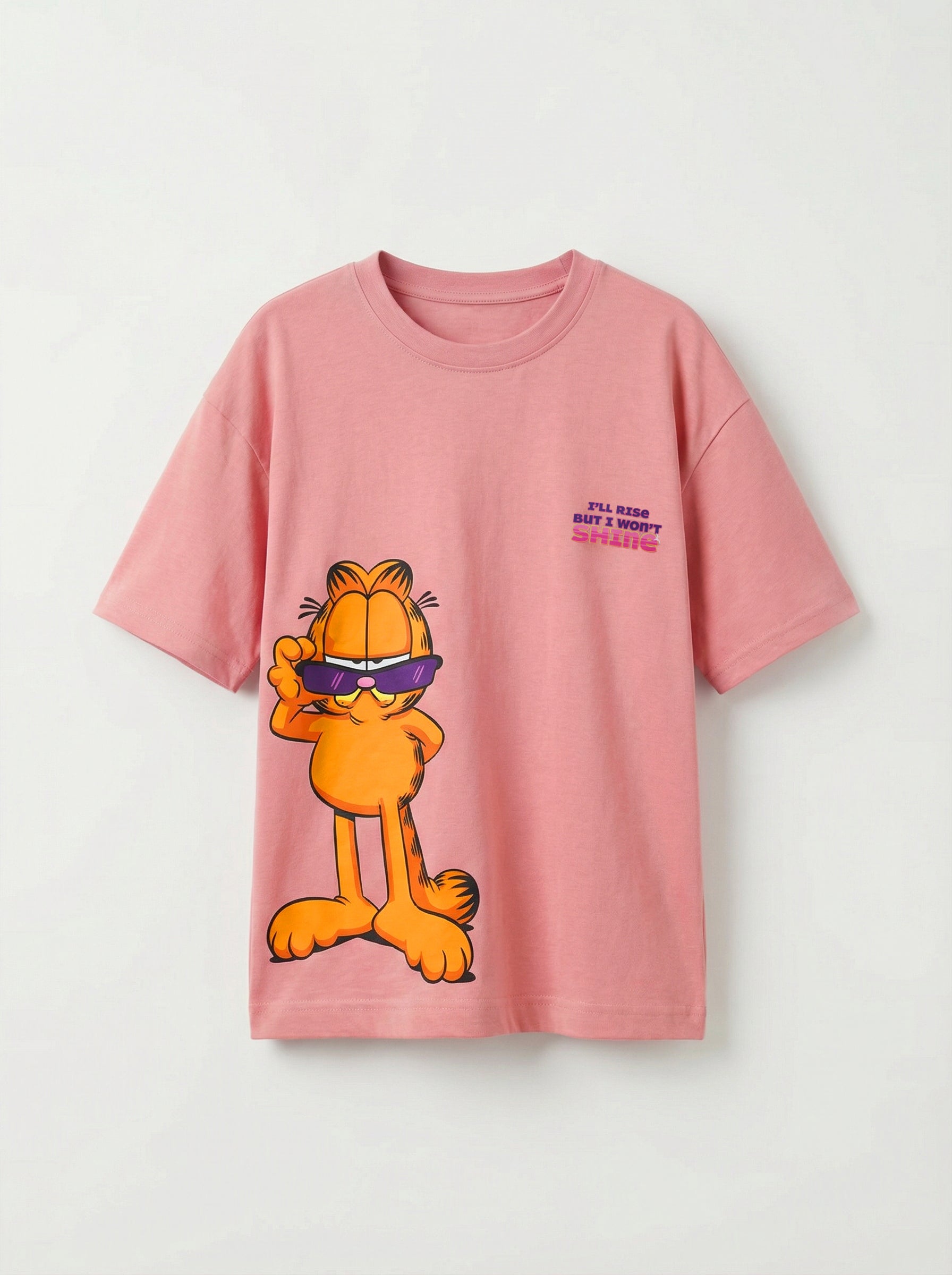 Garfield Cool Shades Printed Pink Kids  T-Shirt