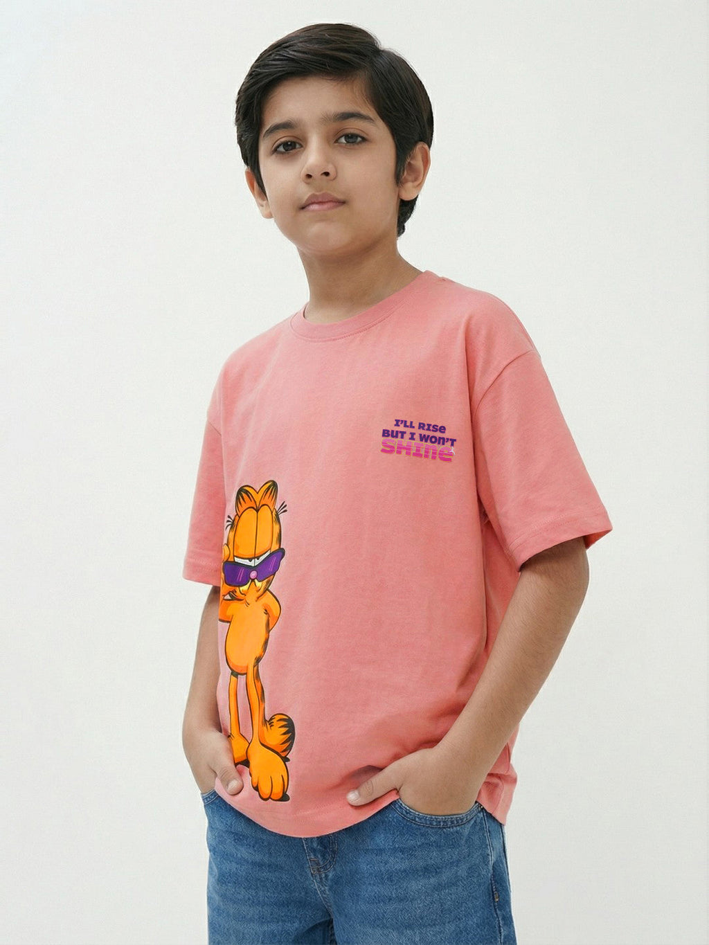 Garfield Cool Shades Printed Pink Kids  T-Shirt