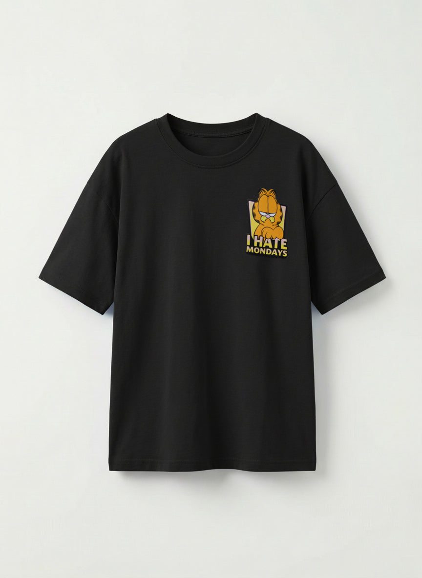 Garfield I Hate Mondays Graphic Print Black Kids  T-Shirt