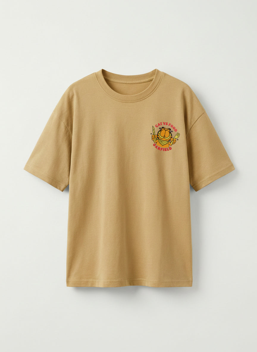 Garfield Lasagna Print Beige Kids  T-Shirt