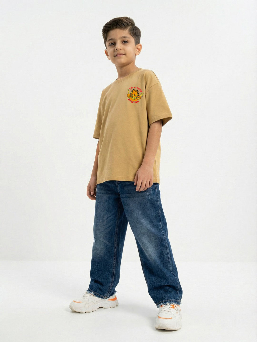 Garfield Lasagna Print Beige Kids  T-Shirt